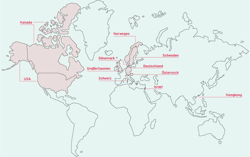 Standorte der Prosiebensat.1 Group (Weltkarte)